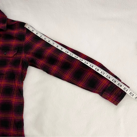 *SOLD* Levi's Classic Worker Overshirt Plaid Purple Orange Small Relaxed - Picture 8 of 13